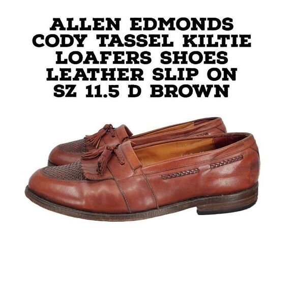 Allen Edmonds Cody Tassel Kiltie Loafers Shoes Leather Slip On Sz 11.5 D Brown - Picture 1 of 14